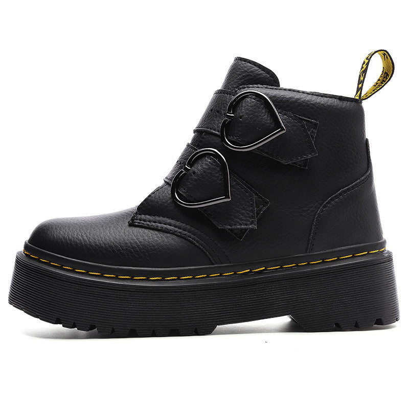 Thick-soled Heart-shaped Buckle Lazy Women's Boots