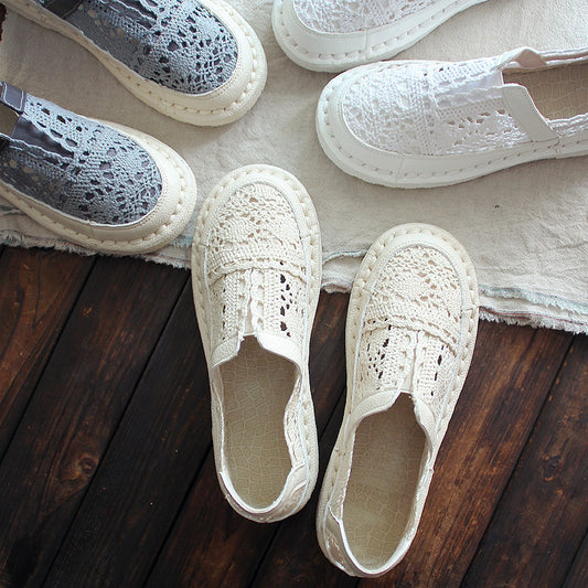 Cotton And Linen Art White Shoes Summer Retro Super Soft Bottom Breathable Mesh Shoes