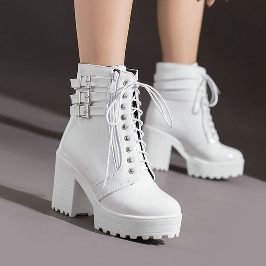 Women's Autumn And Winter Thick Heeled Short Boots