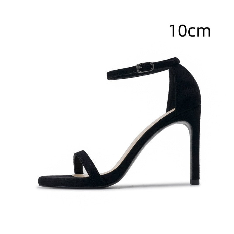 Women's Stiletto Heel Sandals With Buckle Strap