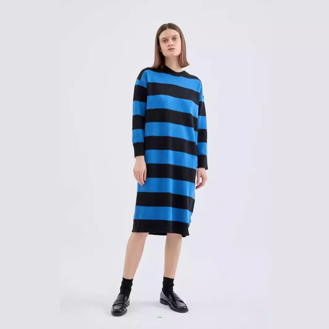 Fashion Ladies Striped Dress Sweater