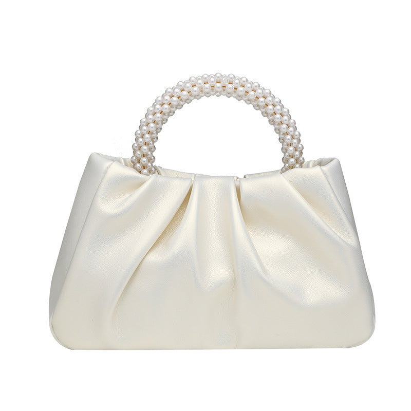 Sweet Handbag Maiden Pearl Bag Women's Fashion All-match Pleated Crossbody Cloud Bag Mini Bag