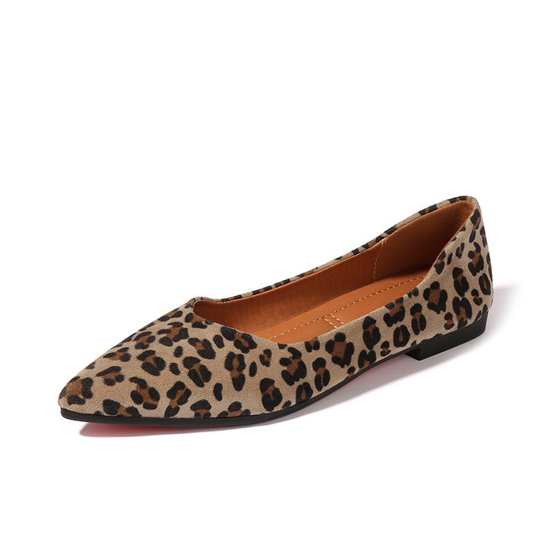 Women's Fashion All-match Vintage Leopard Print Pointed Soft Sole Shoes