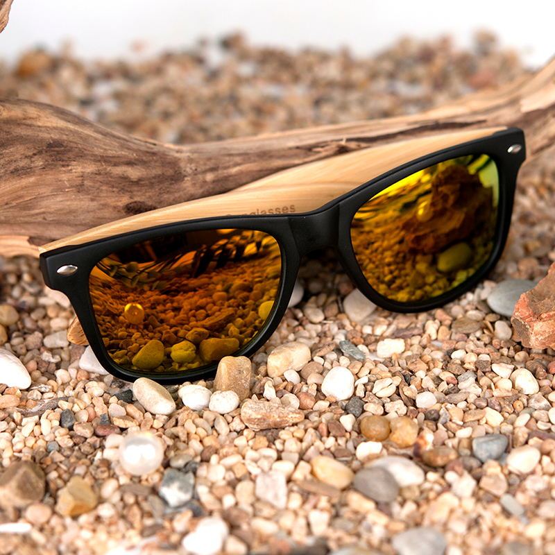 Square Vintage Sunglasses Men Women Wood