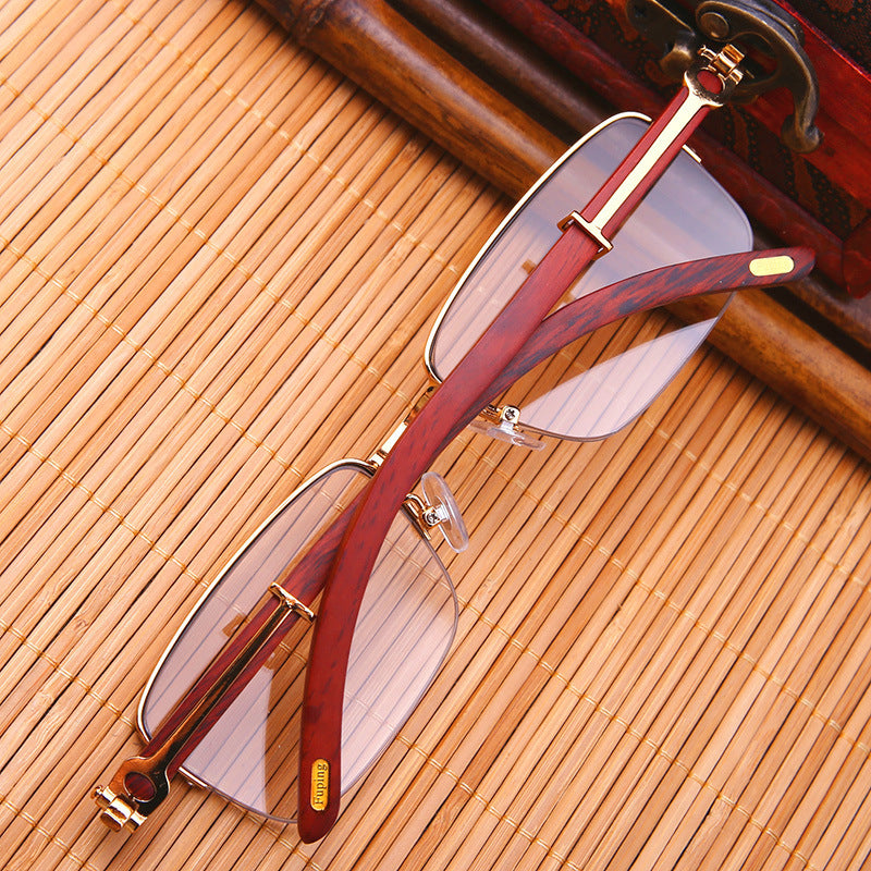 Crystal wood leg sunglasses