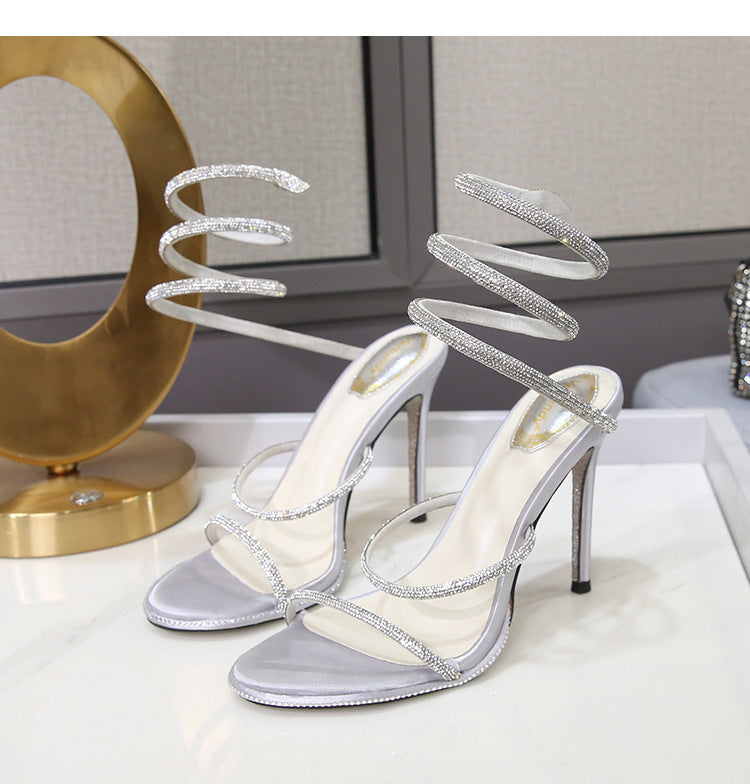 Women's Rhinestone Ankle-strap High Heels Stiletto Sandals