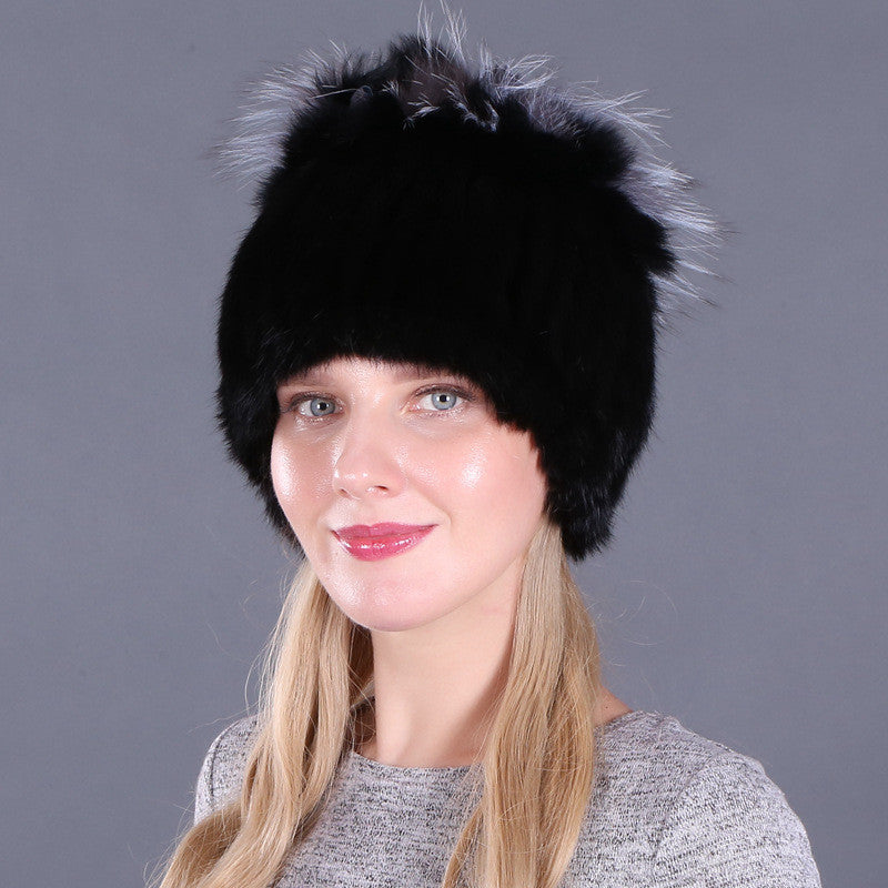 Winter Fur Rabbit Fur Hat Female Winter Warm Ear Protection Wool