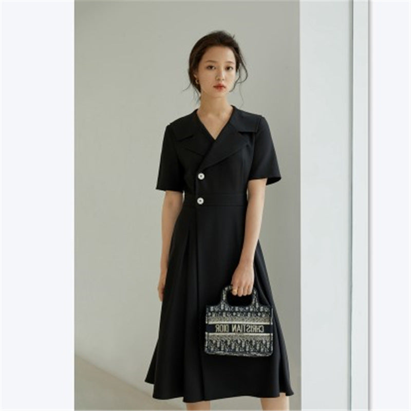 Professional Suit Dress Female Summer New Hepburn Style Temperament Was Thin Long Skirt