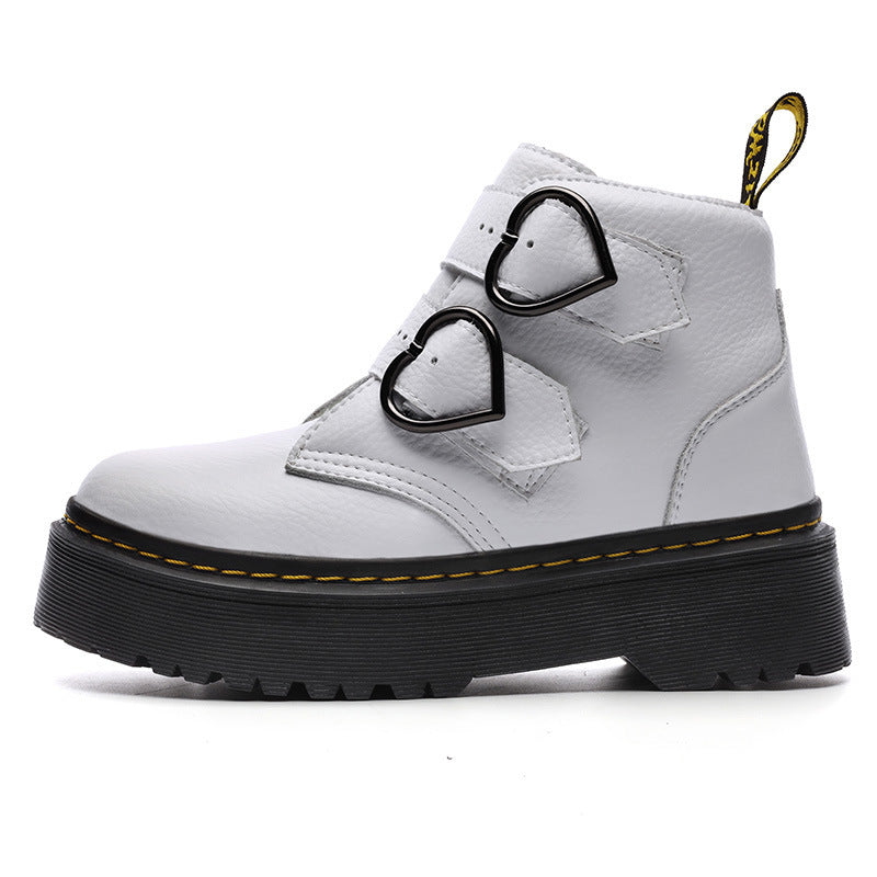 Thick-soled Heart-shaped Buckle Lazy Women's Boots