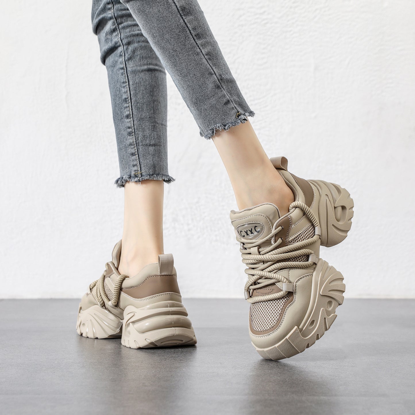 Casual Sneaker Platform Hidden Heel White Shoes