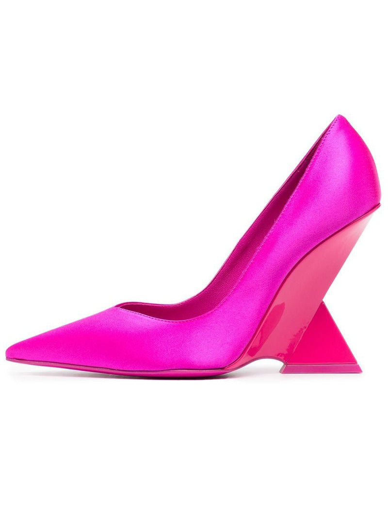 Summer New High Heel Chunky Heel Patent Leather Low-cut Pointed Toe Shoes