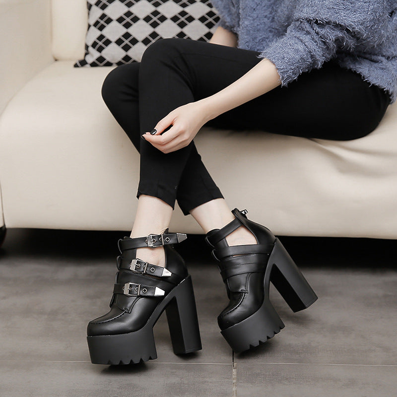 Spring Chunky Heel High Boots Shoes