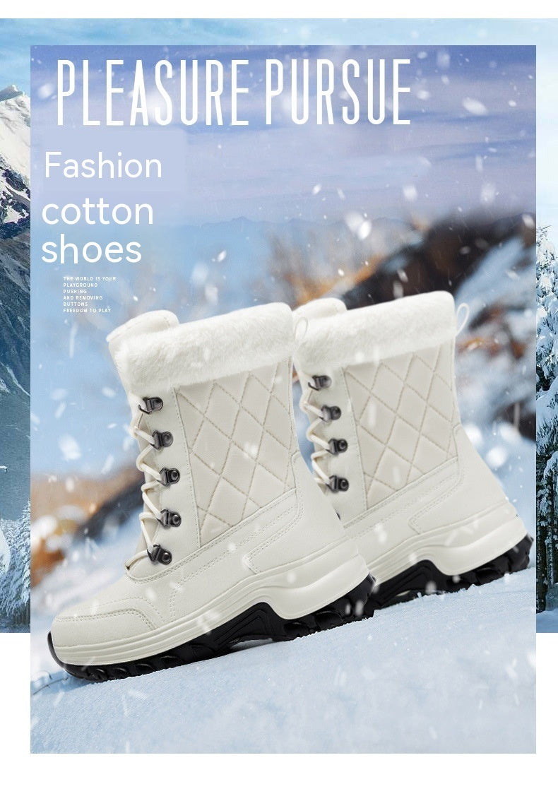 Botas de nieve de invierno para mujer, de caña alta, cálidas, con forro polar, gruesas y cómodas