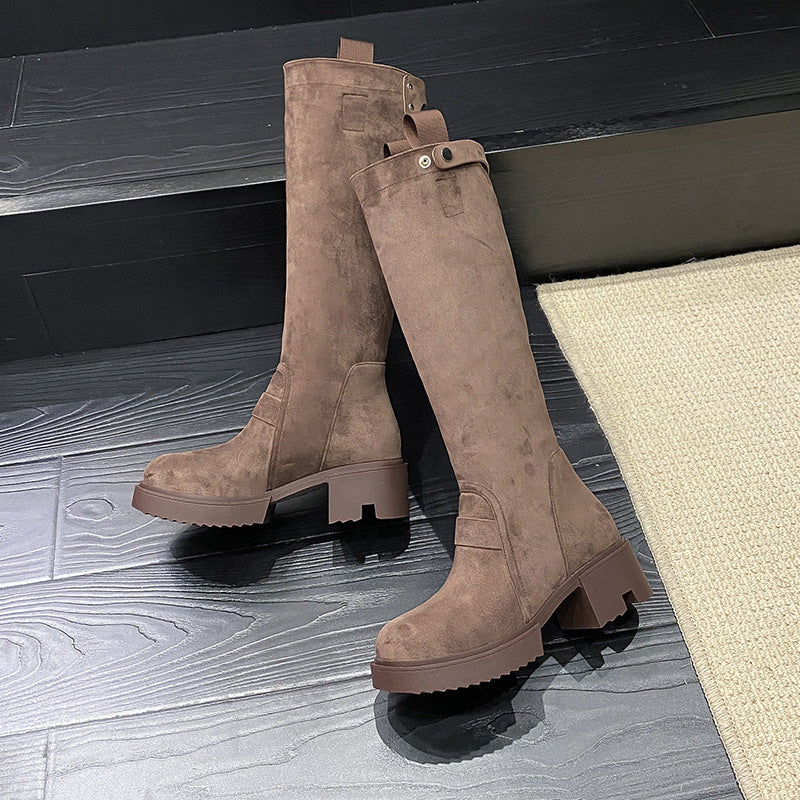 Chunky Heel Platform Long Boots Summer Boots For Women