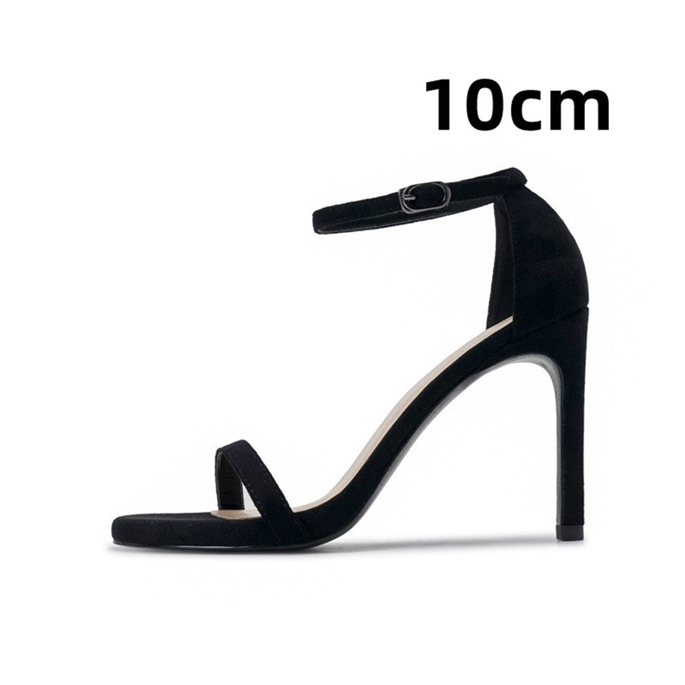 Women's Stiletto Heel Sandals With Buckle Strap