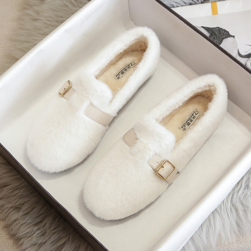 Women's Fleece-lined Platform Lamb Wool Shoes