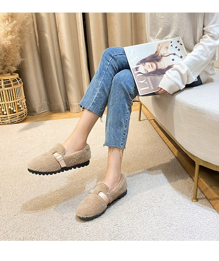 Women's Fleece-lined Platform Lamb Wool Shoes