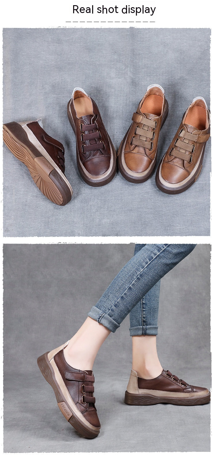 Spring And Autumn Women's Genuine Leather Retro Casual Shoes