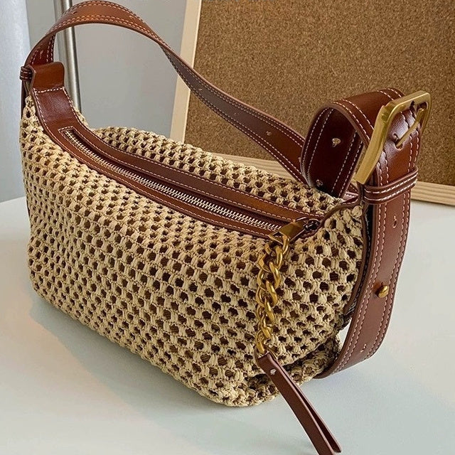 Bag Straw Women's Summer First Layer Cowhide Raffia Woven Bag