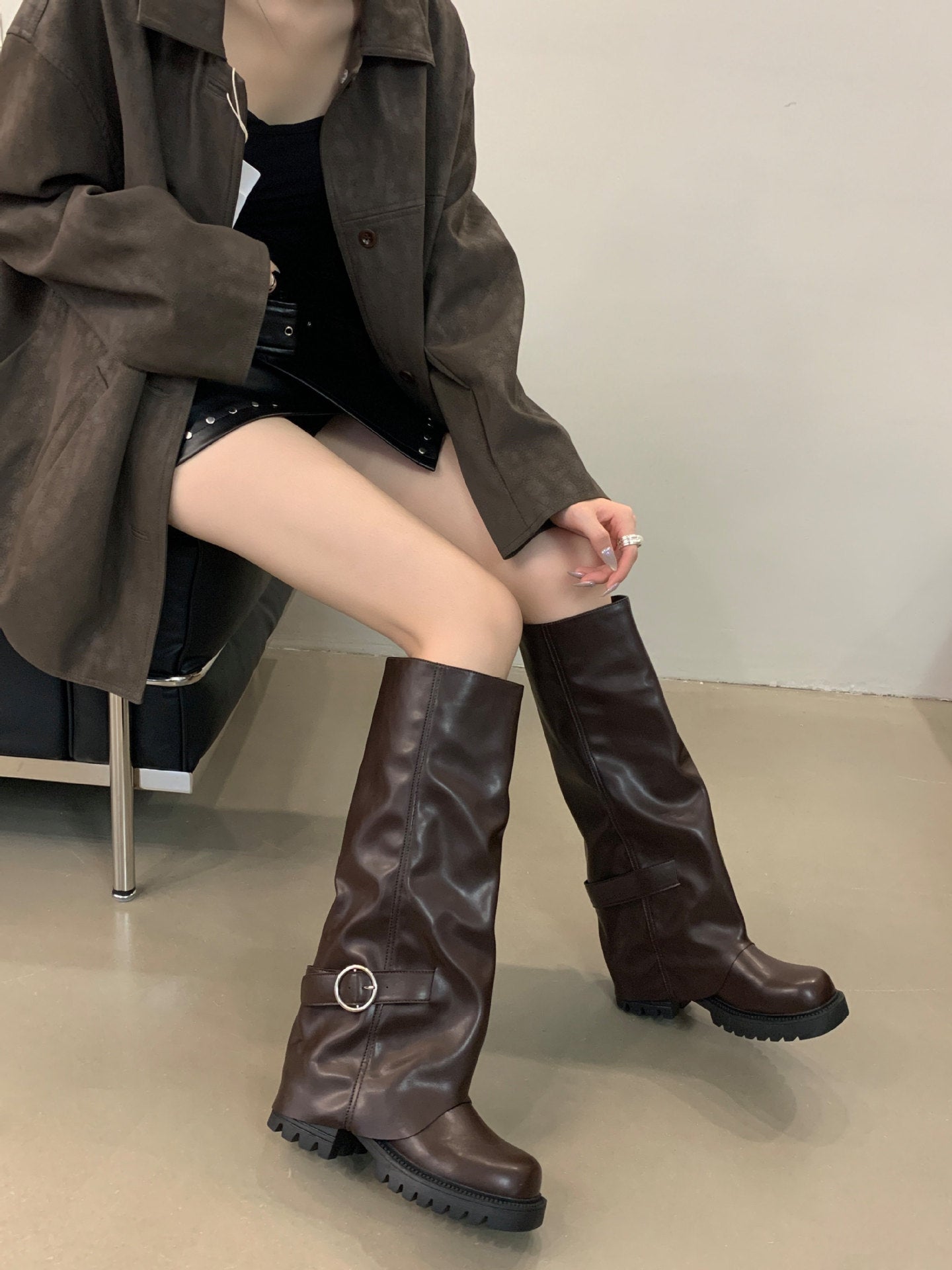 Thick Bottom Small Versatile Long Boots Female