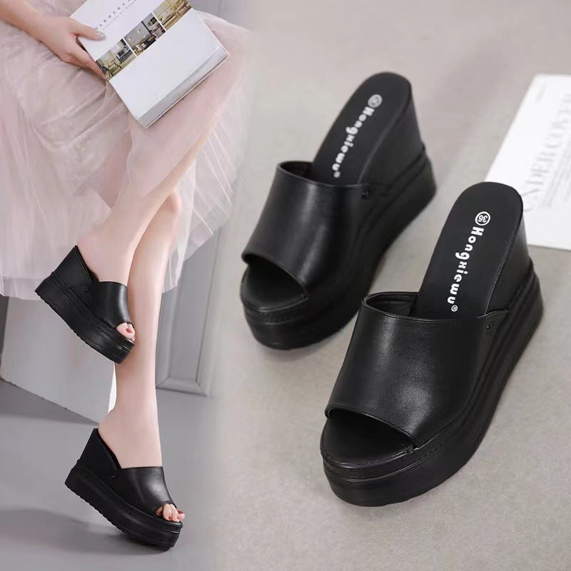 Women's Sandals Height Increasing Insole Platform White Platform Peep Toe Shoes