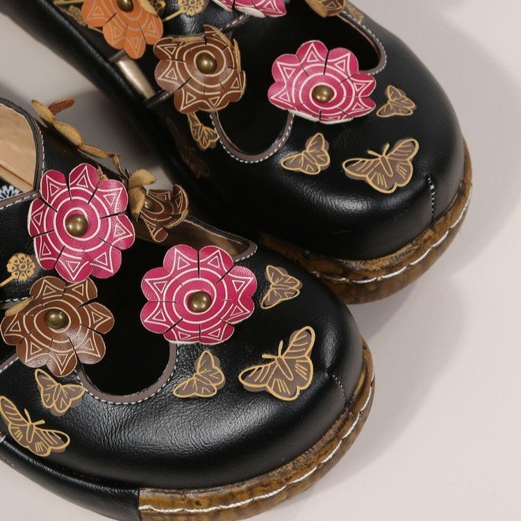 Summer Ethnic Style Plum Totem Round Toe Sandals