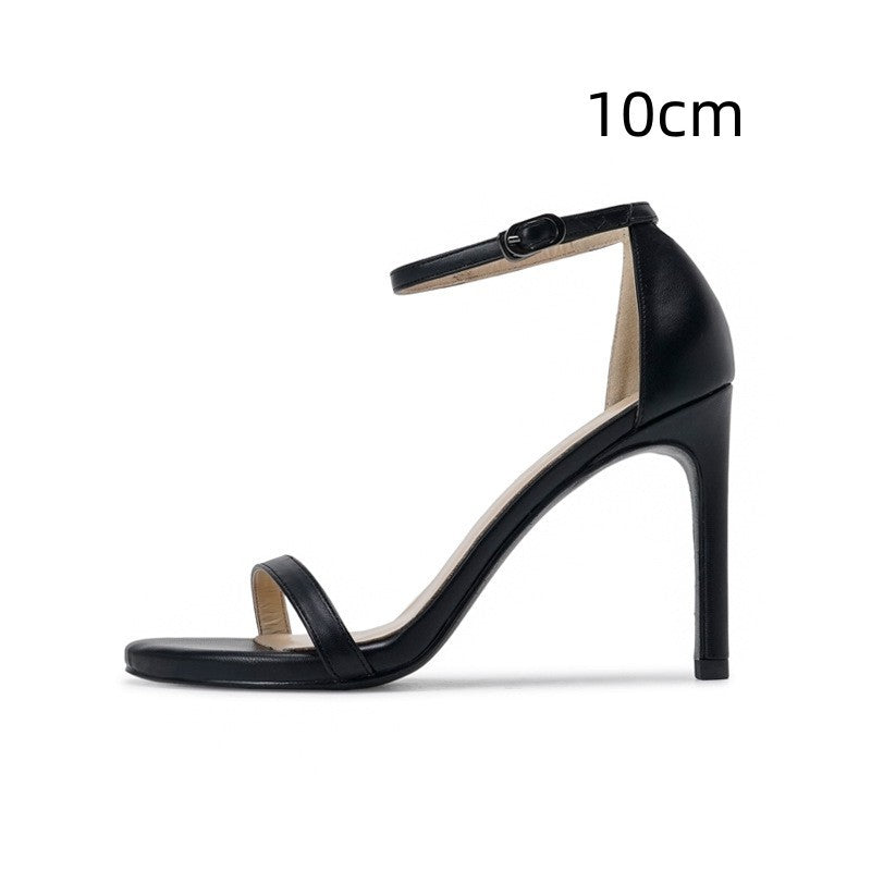 Women's Stiletto Heel Sandals With Buckle Strap