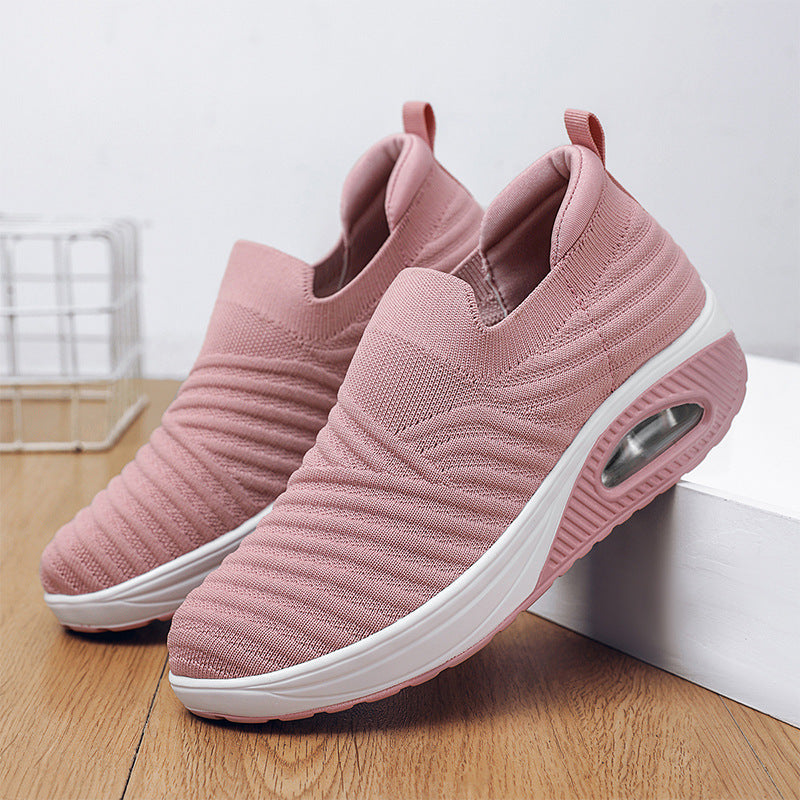 Slip-on Shoes Breathable Platform Mesh Surface Flying Woven Casual