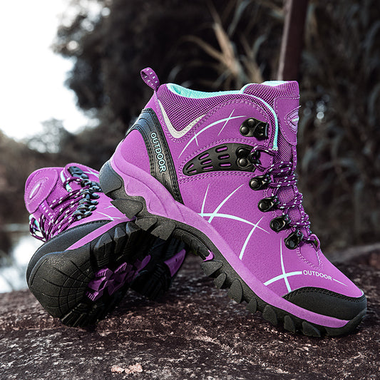 Plus Size Outdoor High-top Hiking Shoes Lace-up