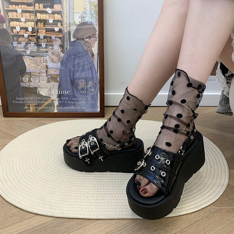 Sandalias de suela gruesa para mujer estilo retro