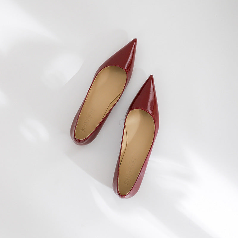 Red Bottom Nude Pointed Flat Shoes