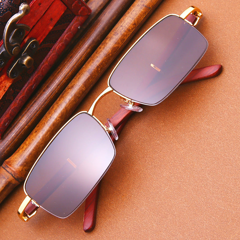 Crystal wood leg sunglasses