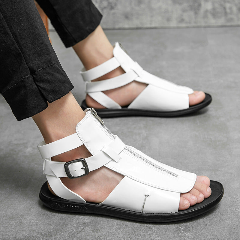 Plus Size Zipper Roman Sandals Casual Hollow Out