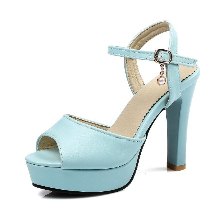 Stiletto Heel Platform Buckle Peep Toe Plus Size Sandals