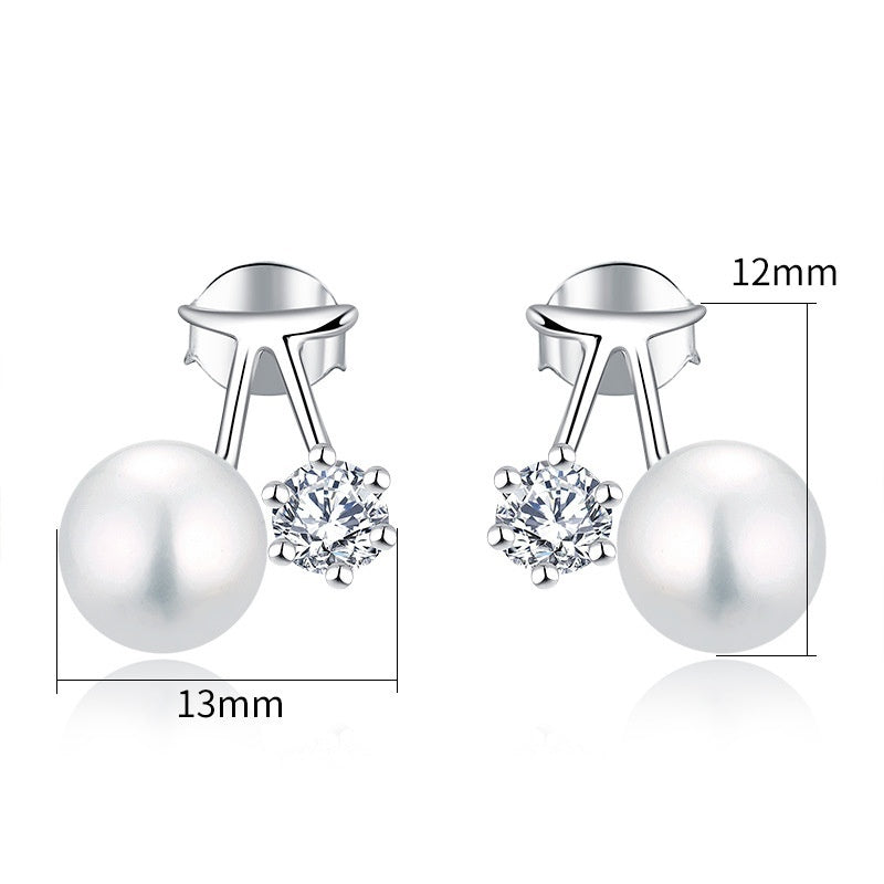 Cherry Light Luxury Freshwater Pearl Ear Studs Women