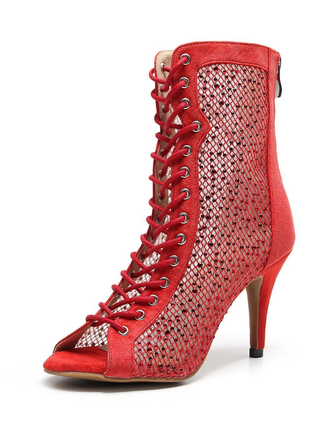 Red Hollow Summer Latin Dance High Heels