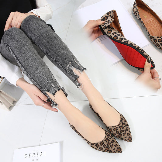 Women's Fashion All-match Vintage Leopard Print Pointed Soft Sole Shoes