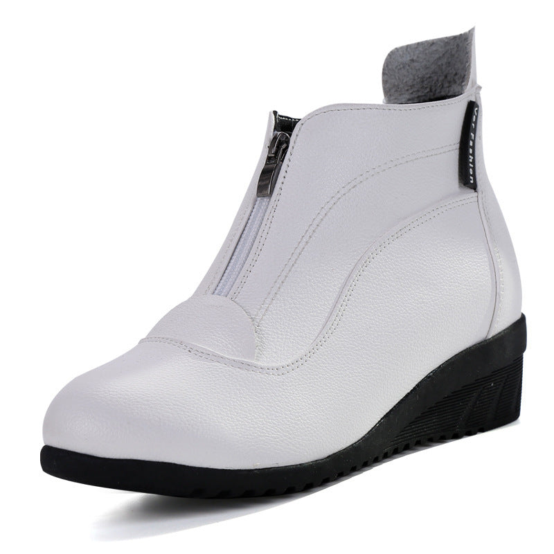 Soft Bottom Mid Heel Sports Middle-aged And Elderly Dancing Shoes Zipper Ankle Boots