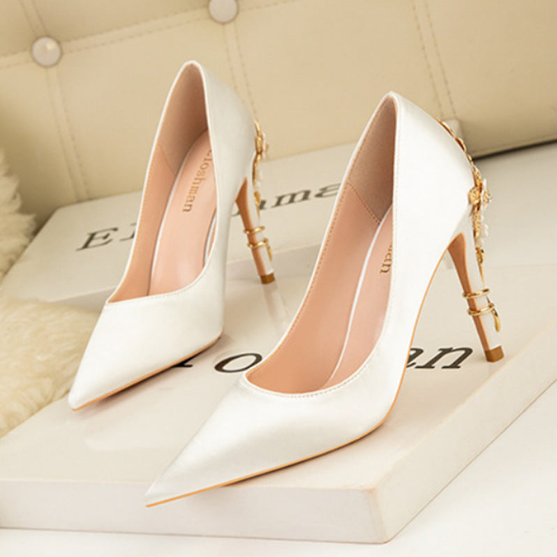 Pointed Toe Satin Pumps Affordable Luxury And Sexy Women's Fashion Shoes