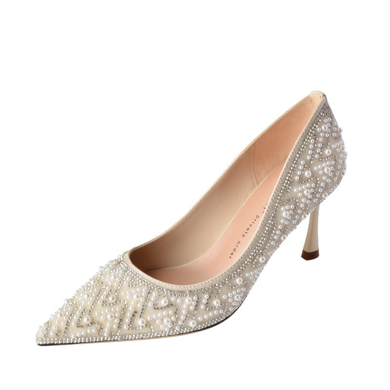 Women's Rhinestone Pearl Fashion High Heels