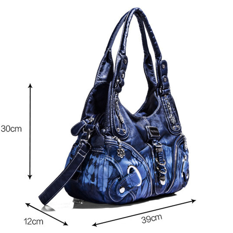 Washed Dyed Shoulder Crossbody Handbag Retro Fashion