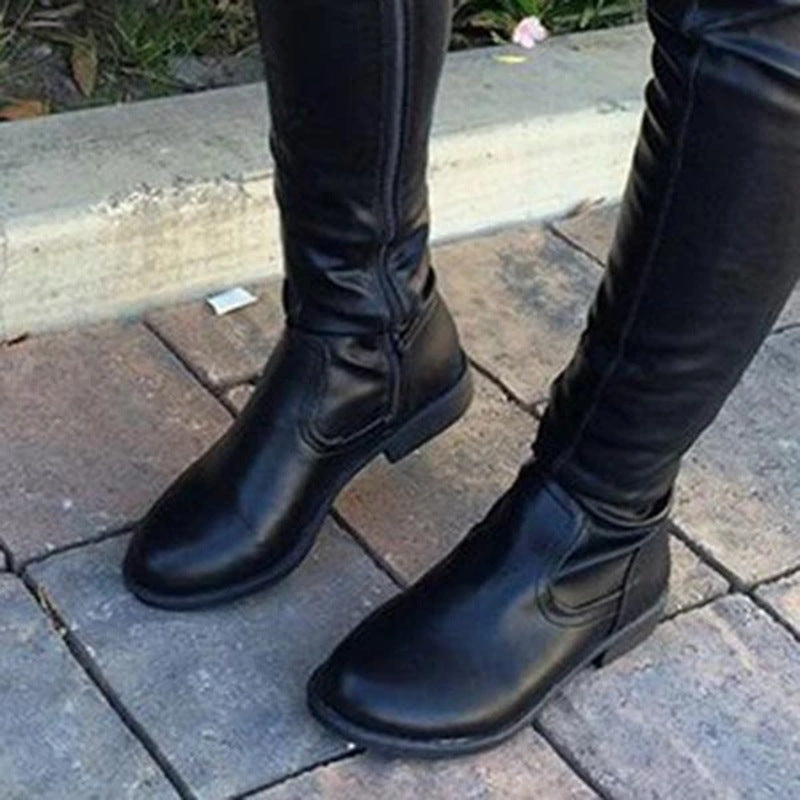 Round Head Low Square Heel Over The Knee Boots