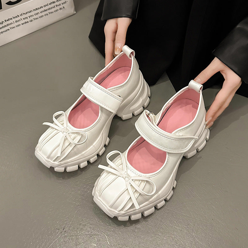 Women's Solid Color Thick Soled Velcro Ballet Shoes