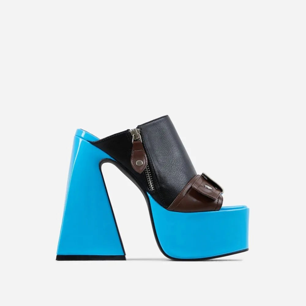 Square Toe Exposed Color Blocked Super High Heels Cool Drag