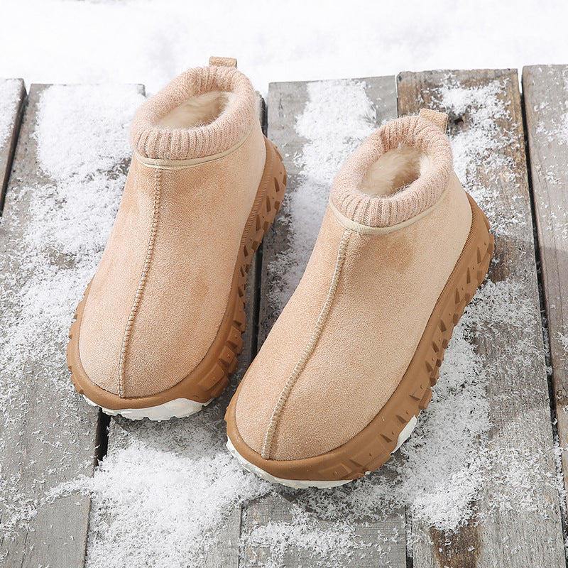 Botas de nieve con suela de resina para mujer, antideslizantes, resistentes al desgaste y de cuero