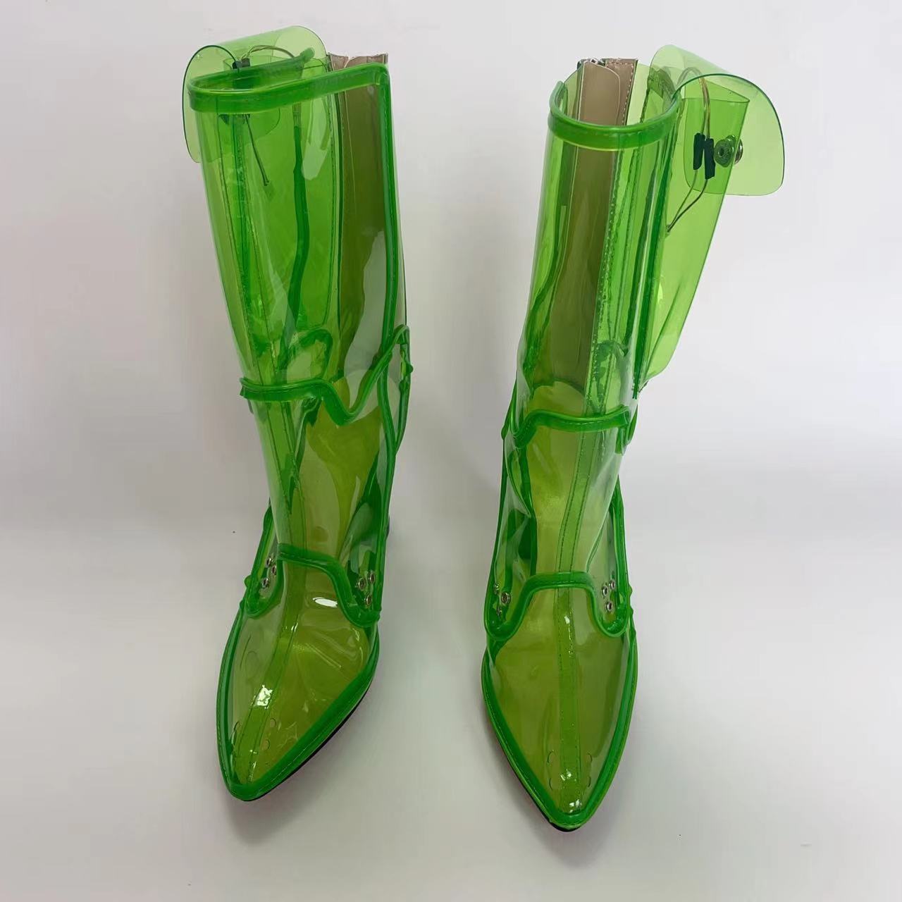 Botas transparentes con luces intermitentes para mujer