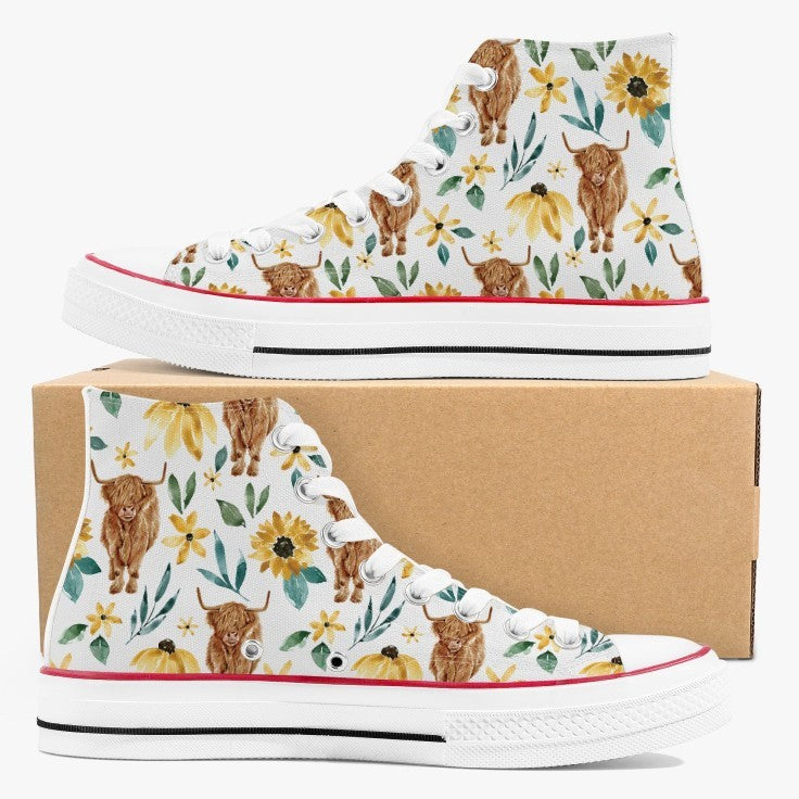 Sunflower Cow High-top Canvas Shoes