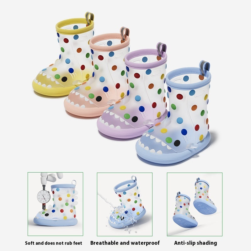 Polka Dot Rainbow Bean Children's Rain Boots