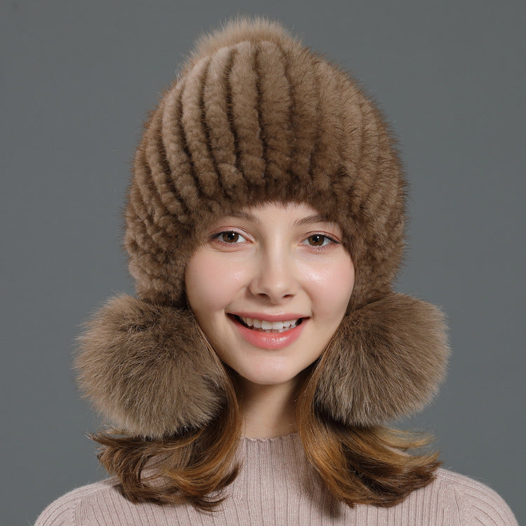 Korean Style Fox Fur Ball Fur Hat Women