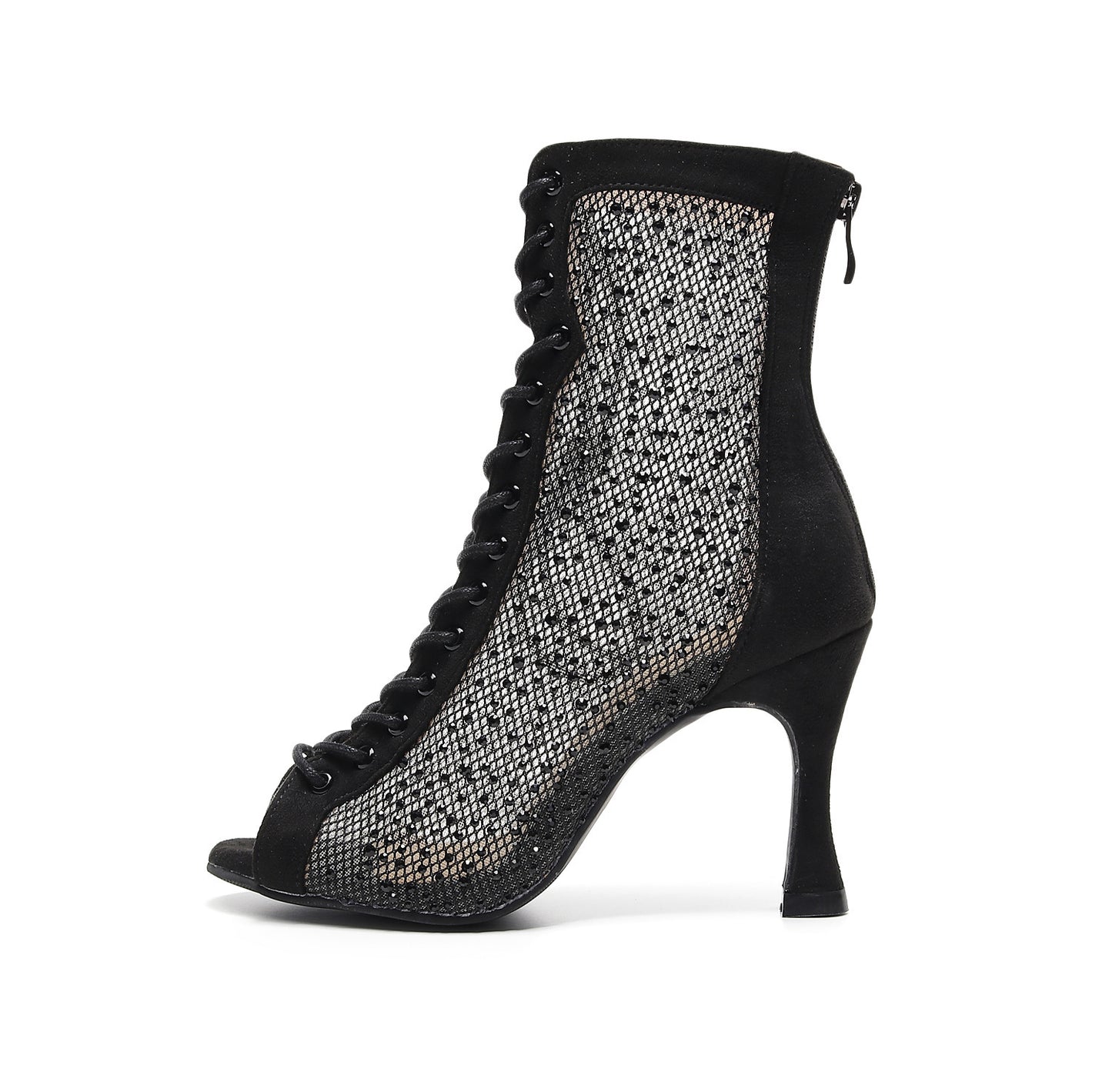 Zapatos de baile negros de tacón alto con perforaciones calientes para mujer